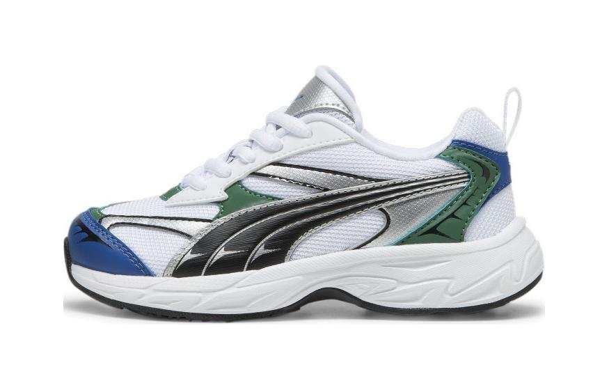 PUMA Techie PS Low top Kids Lifestyle Shoes White Black Green Children Aged 3 7 Years Old