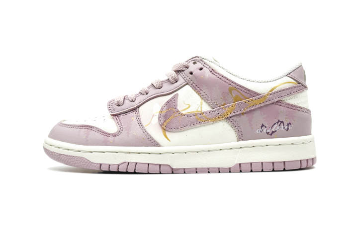 Nike Nike Dunk Wisteria Waterfall Leather Slip Resistant Abrasion Resistant Low top Kids' Skateboarding Shoes Light Purple