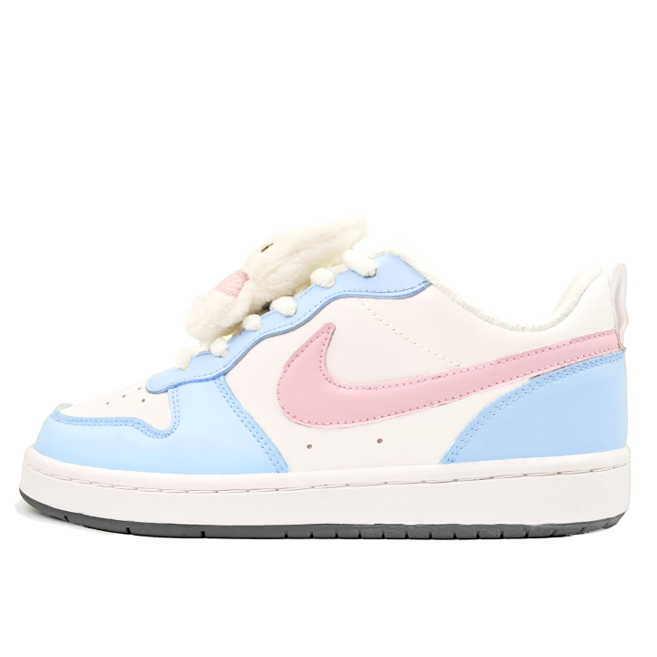 Nike Nike Court Borough Pink Core Cute Rabbit Synthetic Leather Anti Aging Abrasion Resistant Low top Skateboard Shoes Blue
