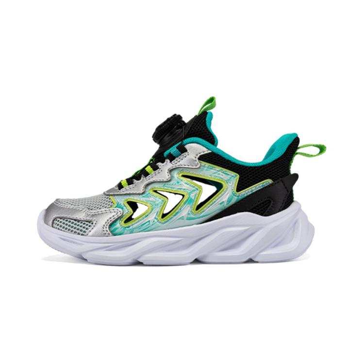 361°KIDS Soft And Comfortable Slip Resistant And Breathable Low top Kids' Running Shoes Black Silver Green