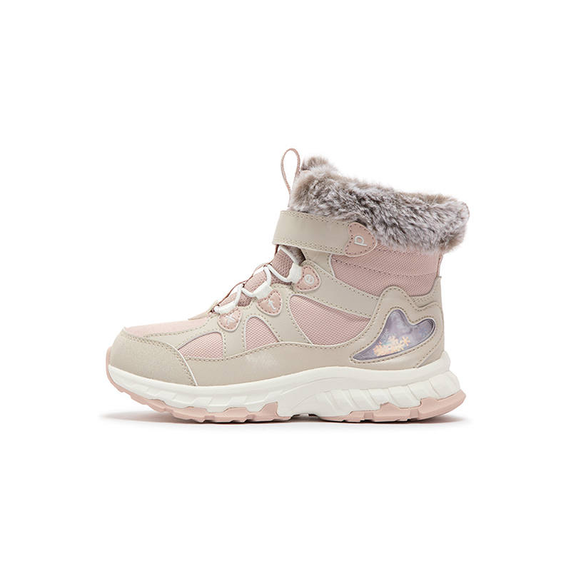 XTEP Synthetic Leather Fashion Abrasion Resistant Thermal Kids' Boots Brown Pink Kids'