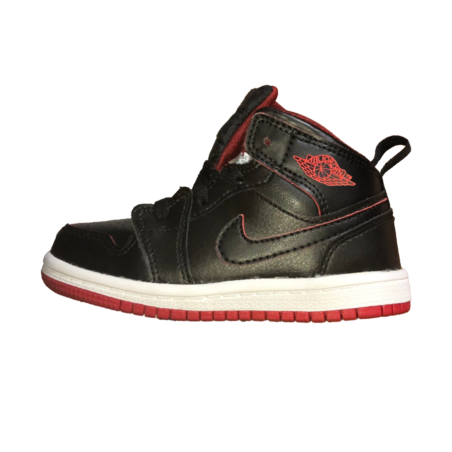 Jordan Jordan Air Jordan 1 Slip Resistant Abrasion Resistant Slip Resistant Abrasion Resistant Mid top Toddler Shoes Black/Red