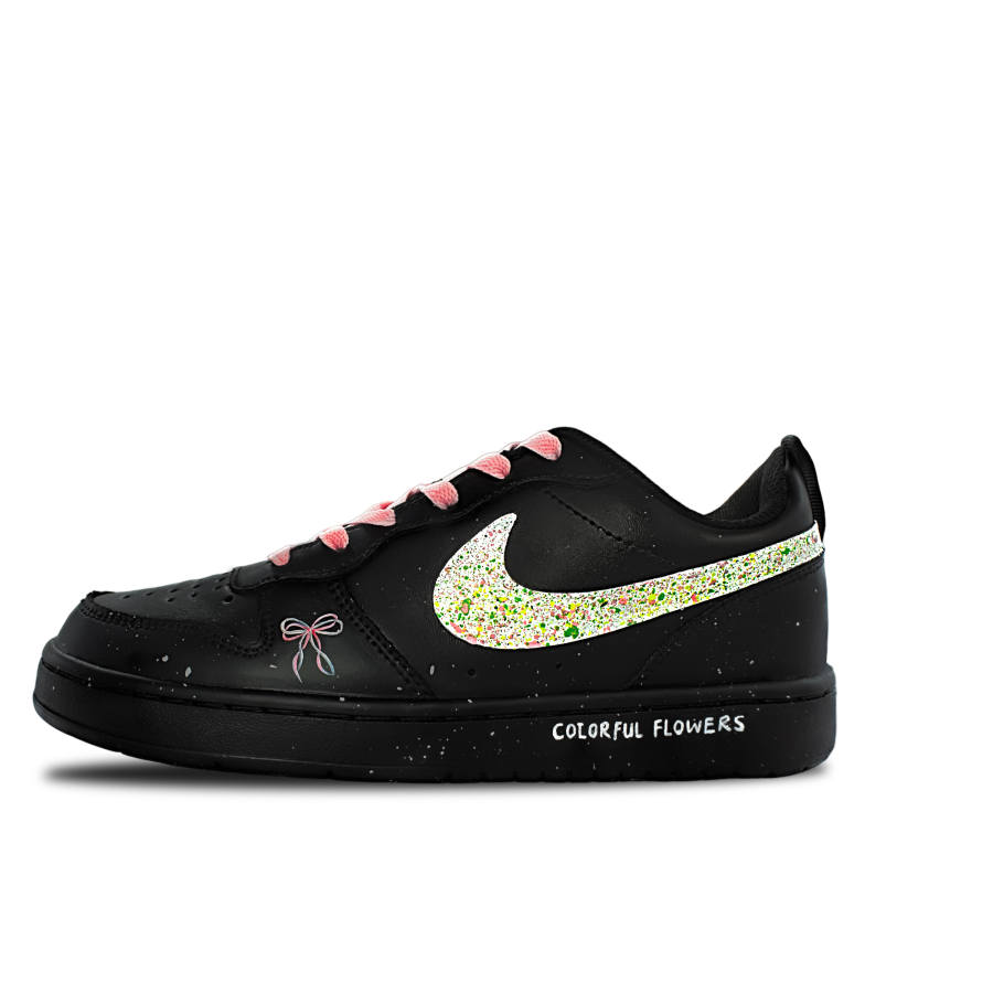 Nike Nike Court Borough Colorful Dreamy Leather Lightweight Cushioning Low top Skateboard Shoes Black Pink Teenagers