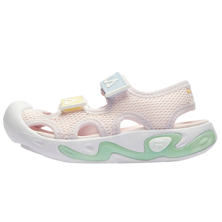 FILA KIDS Textile, Synthetic Leather Slip Resistant And Breathable Low top Children's Sandals Pu Mist Tender Powder