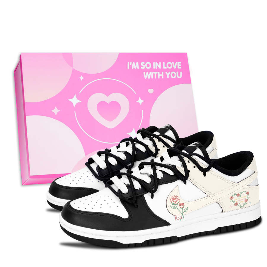Nike Nike Dunk Black White, Rose Petals Whisper Leather Slip Resistant, Abrasion Resistant, Lightweight Cushioning