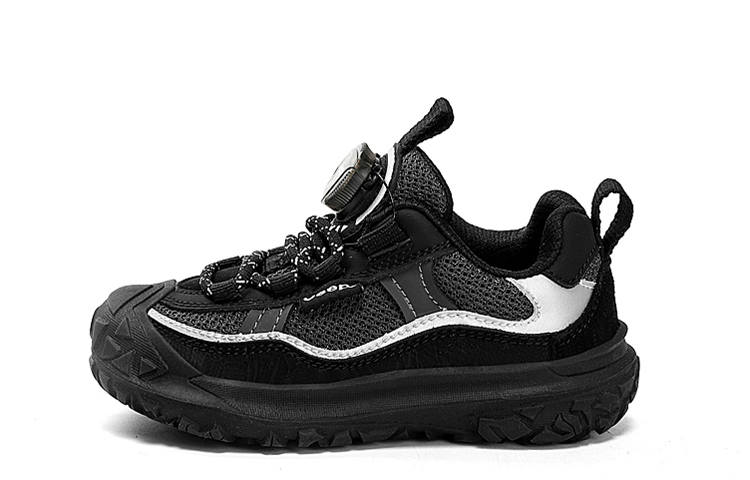 Jeep Knob Buckle Synthetic Leather Low top Kids' Running Shoes Phantom Black Kids'