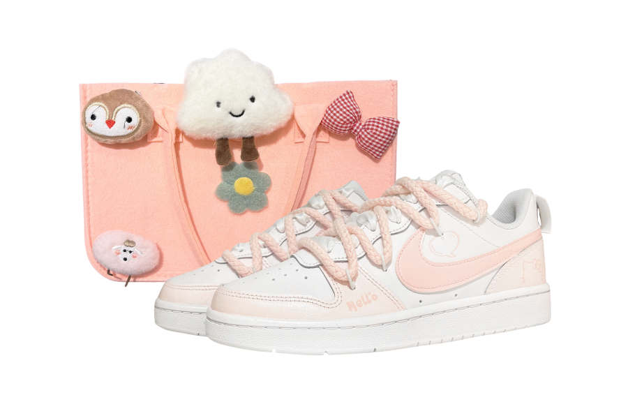 Nike Nike Court Borough Abrasion Resistant Slip Resistant Shock Absorbers Low top Kids' Skateboarding Shoes Pink Kids'