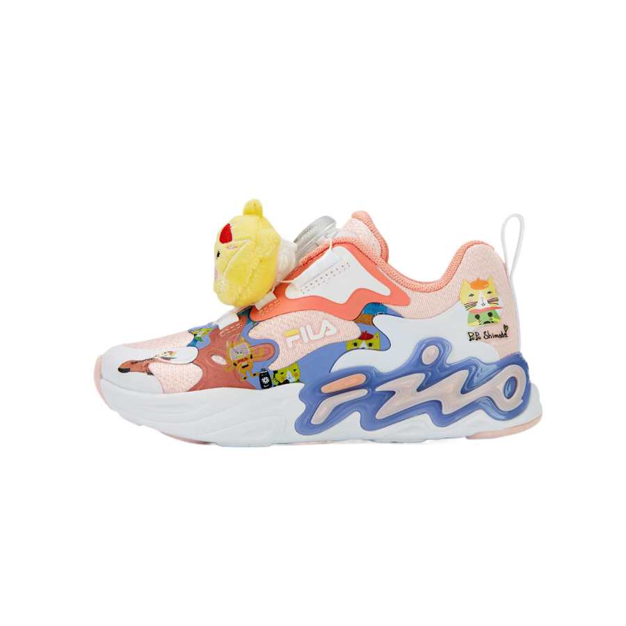 FILA KIDS BOA Comfortable Slip Resistant Cushioning Breathable Low top Kids' Running Shoes Simple Pink/Lilac Blue Kids'