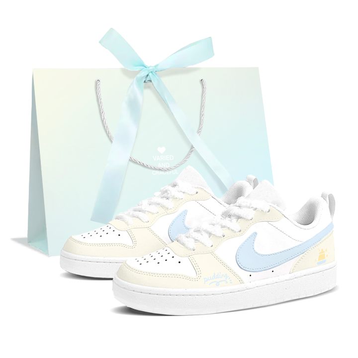 Nike Nike Court Borough Butter Pudding Synthetic Leather Slip Resistant Cushioning Abrasion Resistant Low top