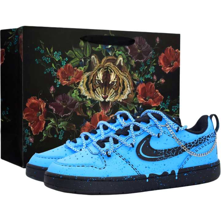Nike Nike Court Borough Dark Night Lightning Slip Resistant Abrasion Resistant Low top Kids' Skateboarding Shoes Blue Unisex