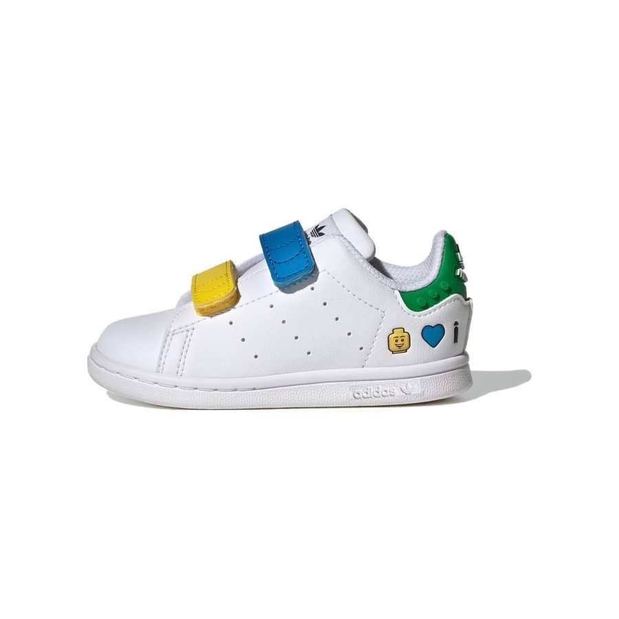 Adidas Originals LEGO x Adidas Originals Stan Smith Comfortable Low top Toddler Shoes White Blue Yellow Infant And Toddler