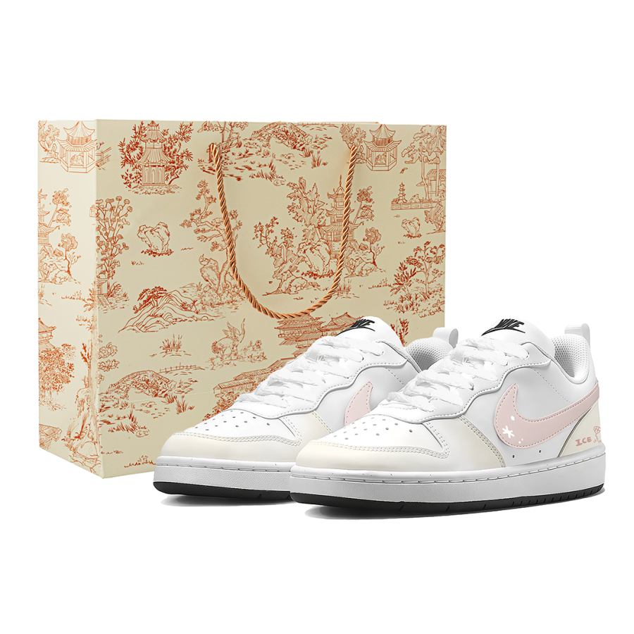 Nike Nike Court Borough Vanilla Ice Cream SBOX Synthetic Leather Low top Kids' Skateboarding Shoes Yellow Pink Teenagers