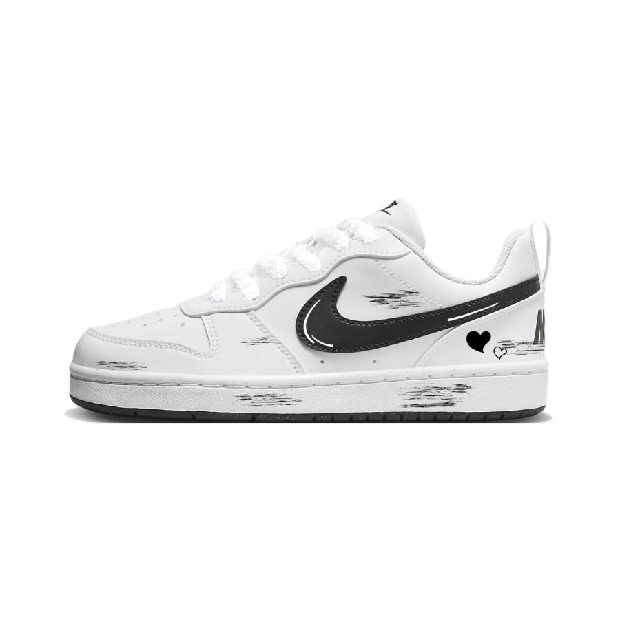 Nike Nike Court Borough Ink Line Double Heart Synthetic Leather Cushioning, Wear Resistant Low top Skateboard Shoes Black