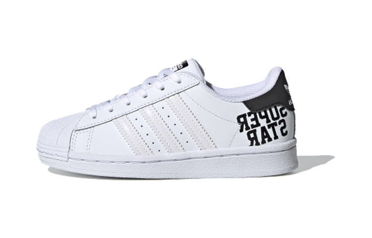 Adidas Originals Superstar J Leather Abrasion Resistant Low top Kids' Skateboarding Shoes White