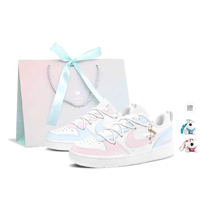 Nike Nike Court Borough Cotton Candy Sea Leather Slip Resistant Cushioning Abrasion Resistant