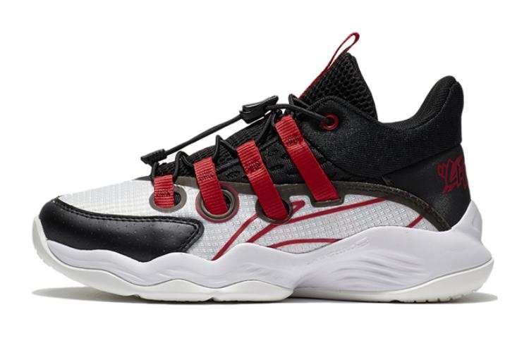 Li-Ning YOUNG Li Ning YOUNG Slip Resistant Cushioning Abrasion Resistant Low top Children's Basketball Shoes White Black Kids'