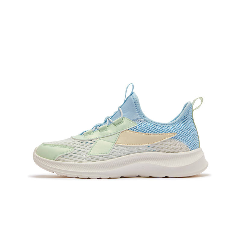 XTEP Synthetic Leather, Textile Slip Resistant Support Low top Running Shoes Sail White Ripple Blue Kids'