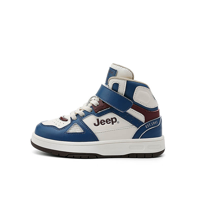 Jeep Abrasion Resistant Abrasion Resistant High top Kids' Skateboarding Shoes Blue White Kids'