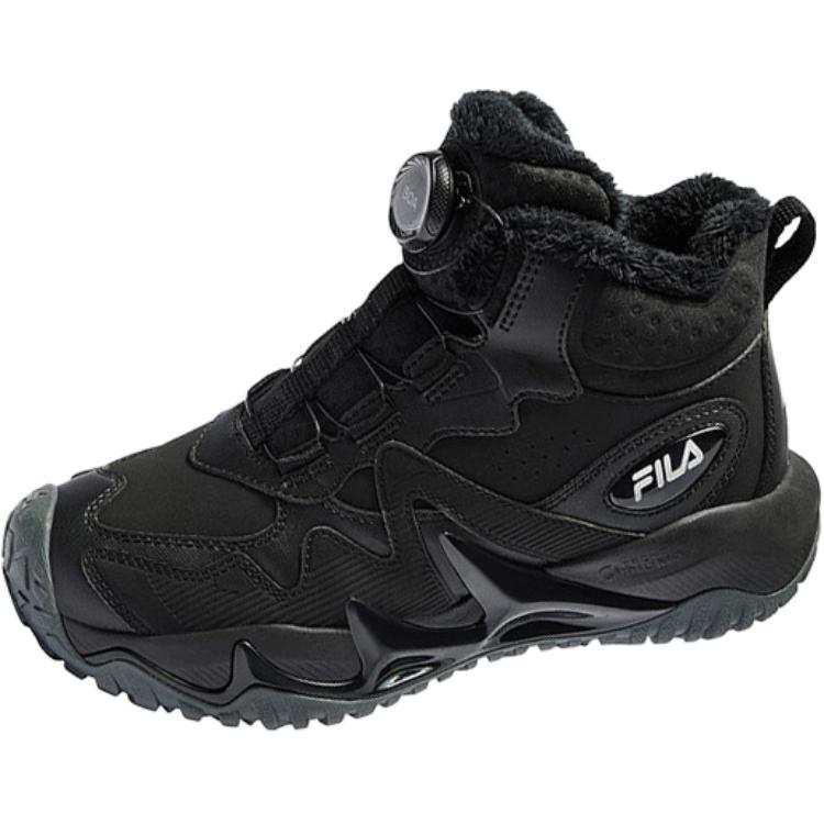 FILA KIDS BOA Fleece Lined Comfortable Slip Resistant Thermal High top Kids' Outdoor Shoes Black Teenagers