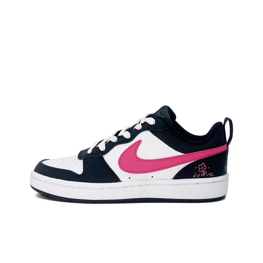 Nike Nike Court Borough Love Blossom Synthetic Leather Low top Kids' Skateboarding Shoes Black