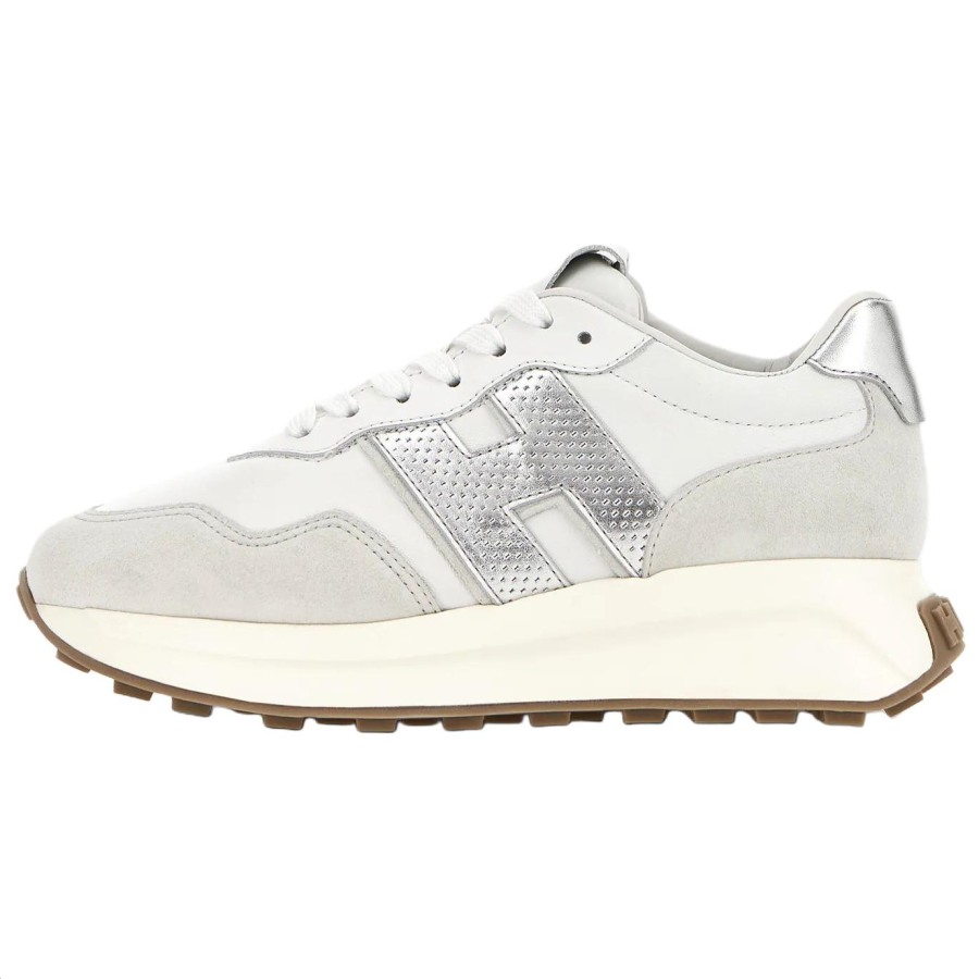 HOGAN H641 Leather, Suede Low top Casual Shoes 5CM Women's White Silver