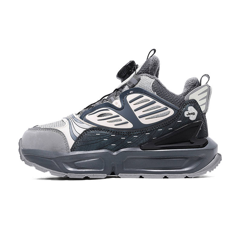 Jeep Soft And Comfortable, Fleece Lined Lining, Knob Buckle Kids Lifestyle Shoes Stone Gray Kids'