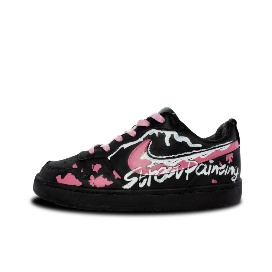 Nike Nike Court Borough Graffiti Rampage Leather Slip Resistant Slip Resistant Low top Kids' Skateboarding Shoes Black/Pink