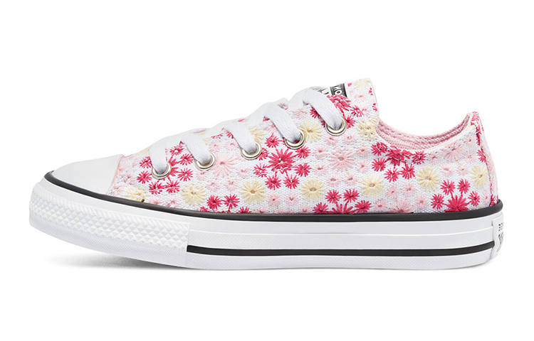 Converse Chuck Taylor All Star Low top Kids Canvas Shoes Embroidery Pink White