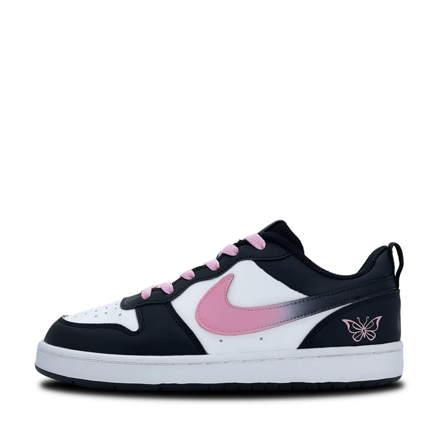 Nike Nike Court Borough Low 2 Leather Slip Resistant Abrasion Resistant Low top Skateboard Shoes Black White Pink Kids'