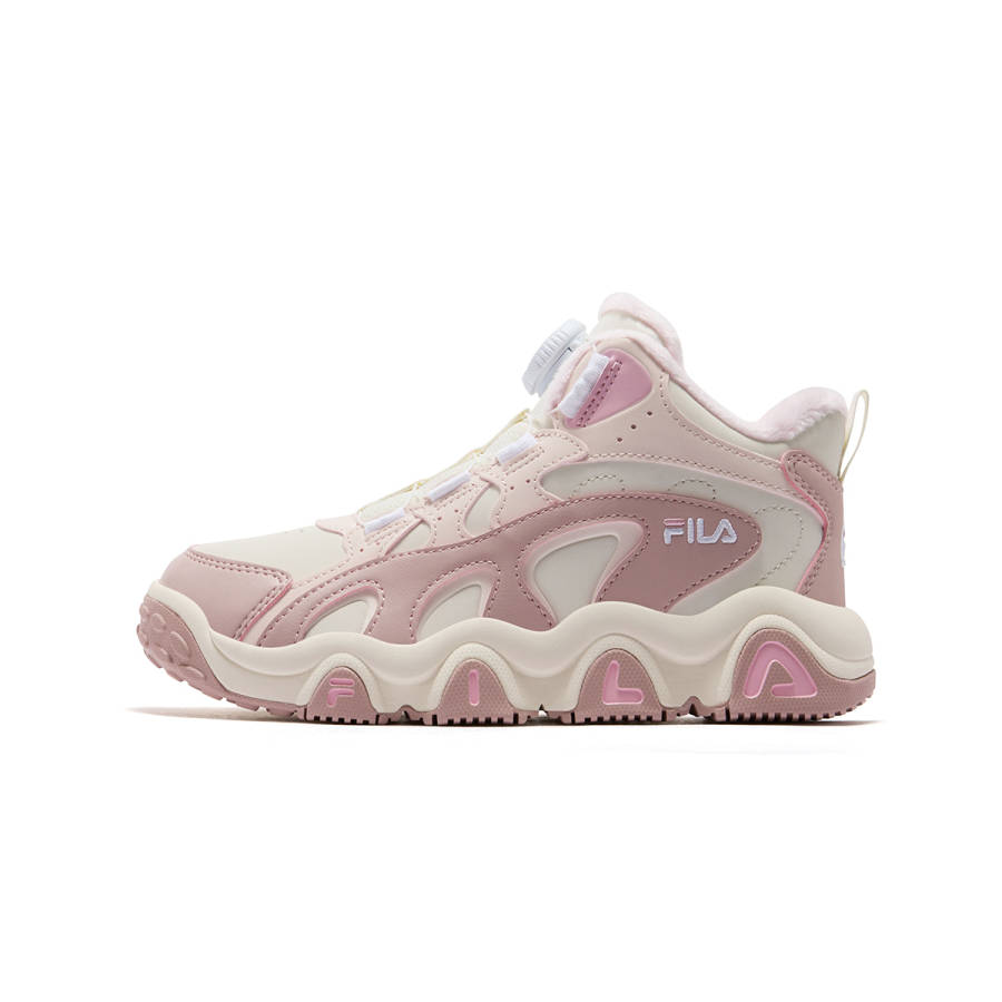 FILA KIDS SEASON FSW JAGGER2 BB/Leopard Paw 2 Fleece Lined Slip Resistant Insulated Shoes Milk White/Rose Smoke Pink