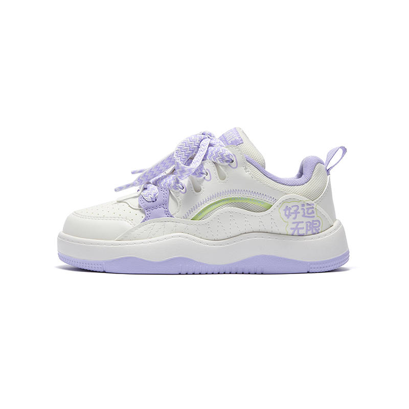 361°KIDS Synthetic Leather, Textile Slip Resistant Abrasion Resistant Low top Kids' Skateboarding Shoes White Purple