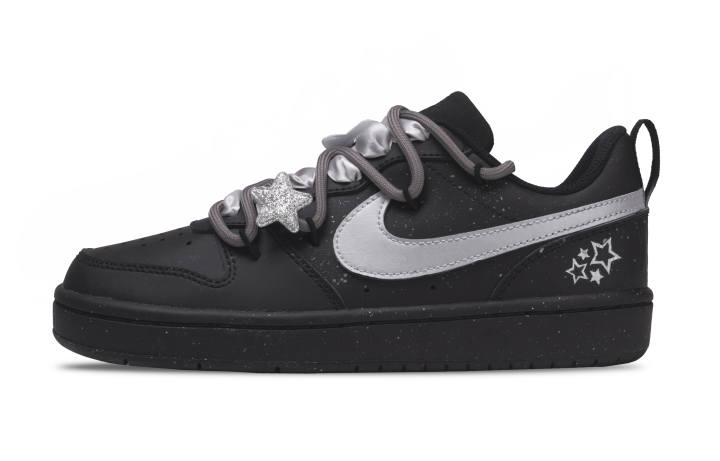 Nike Nike Court Borough Leather Abrasion Resistant Low top Skateboard Shoes Black Kids'