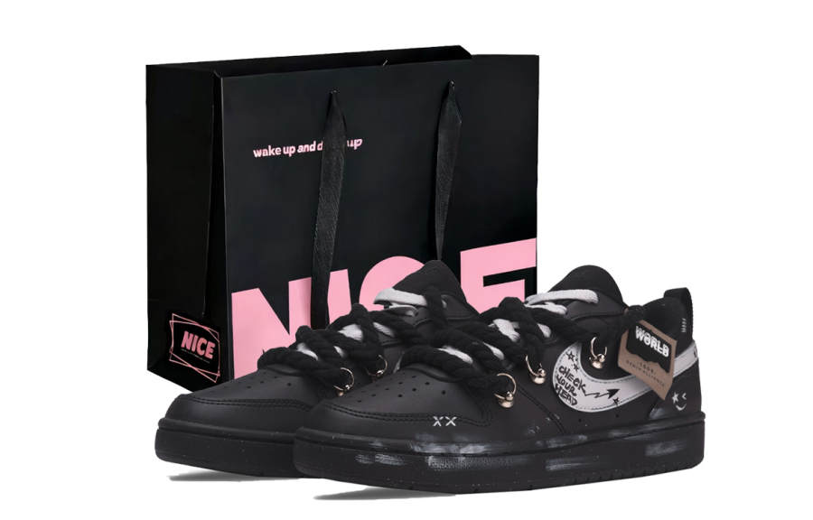 Nike Nike Court Borough Leather Low top Skateboard Shoes Black White Kids'