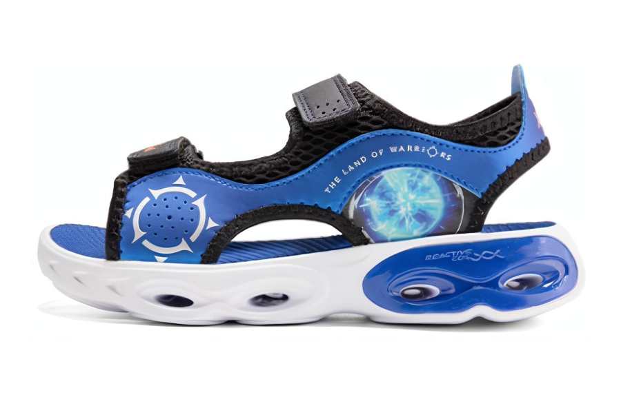 XTEP Slip Resistant Cushioning Abrasion Resistant Cushioning, Wear Resistant Children's Sandals Black Blue Teenagers