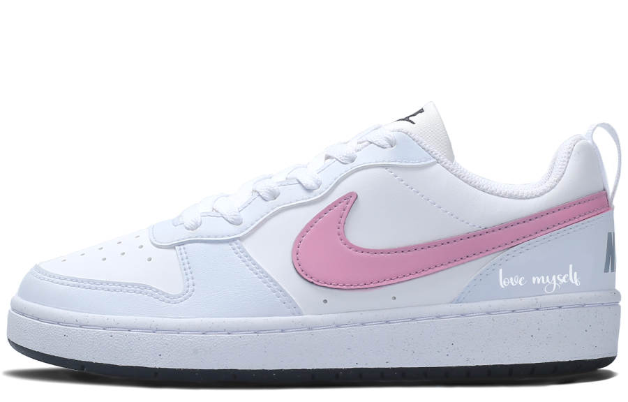 Nike Nike Court Borough Low Leather Slip Resistant Cushioning Abrasion Resistant Low top Kids' Skateboarding Shoes Pink