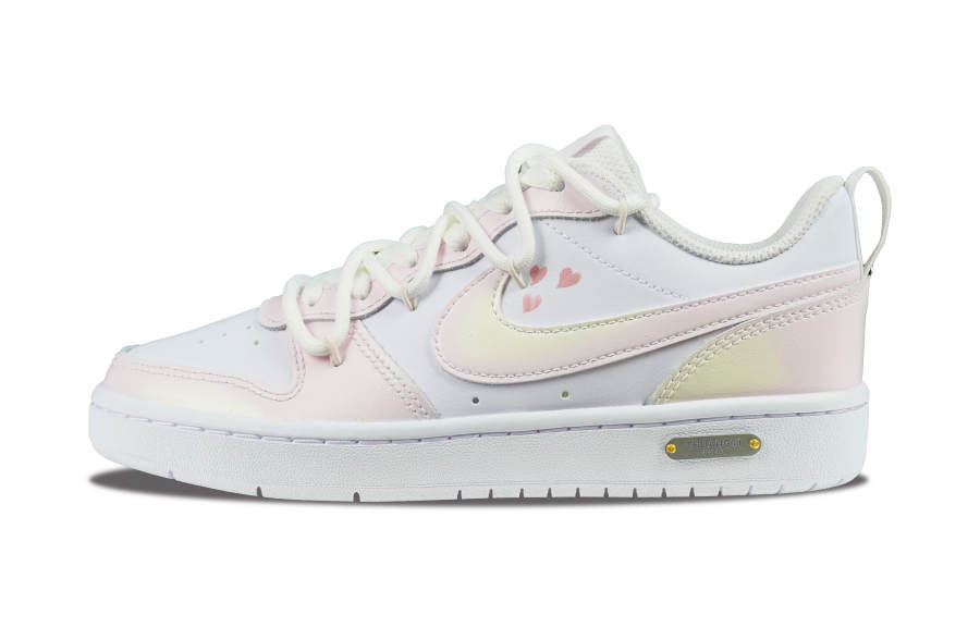 Nike Nike Court Borough 2 Synthetic Leather Abrasion Resistant Low top Skateboard Shoes White Pink
