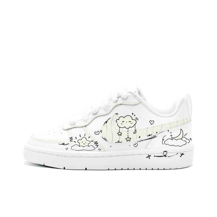 Nike Nike Court Borough Graffiti Galaxy Leather Low top Kids' Skateboarding Shoes White Unisex