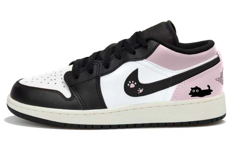 Jordan Jordan Air Jordan 1 Low top Children's Basketball Shoes White Black Pink Teenagers