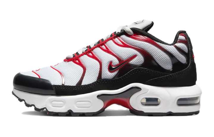 Nike Nike Air Max Plus Cushioning, Wear Resistant Low top Kids' Running Shoes White Black Red Kids'