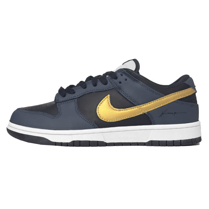 Nike Nike Dunk Navy Blue Lapis Lazuli Slip Resistant Lightweight Cushioning Low top Kids' Skateboarding Shoes Black Gold