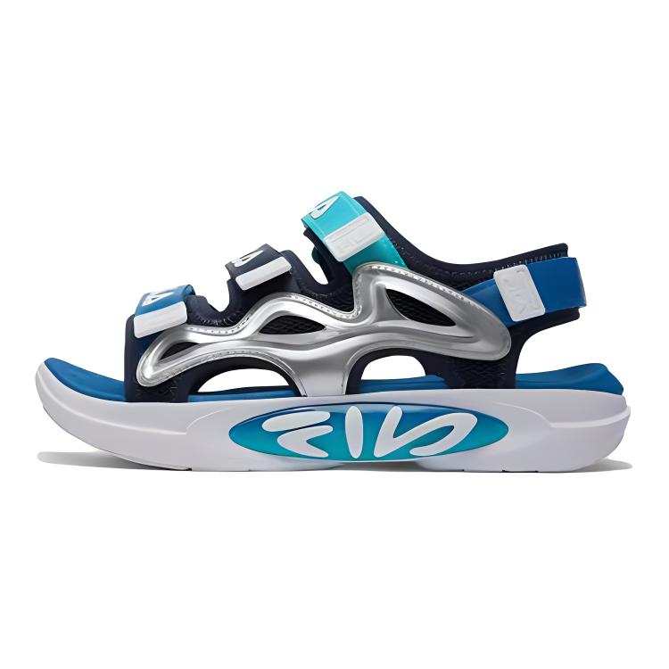 FILA KIDS Comfortable Slip Resistant Abrasion Resistant Children's Sandals Blue White