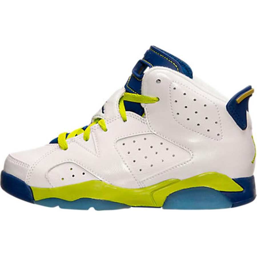 Jordan Jordan 6 Slip Resistant Abrasion Resistant High top Children's Basketball Shoes White Green