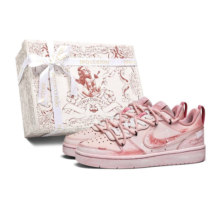 Nike Nike Court Borough Peach Blossom Box Leather Cushioning Waterproof Slip Resistant Cushioning Waterproof Slip Resistant