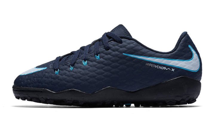 Nike Nike JR HYPERVENOMX PHELON III 3 Slip Resistant Cushioning Abrasion Resistant Low top Soccer Shoes Blue White Kids'
