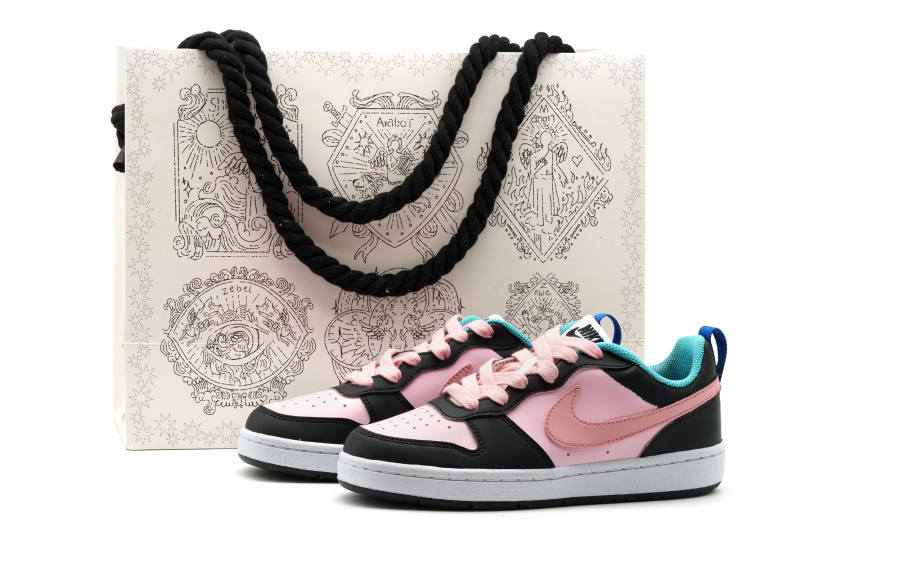 Nike Nike Court Borough Pink Heart On You Cushioning, Wear Resistant Low Top Kids' Skateboarding Shoes Pink Teenagers