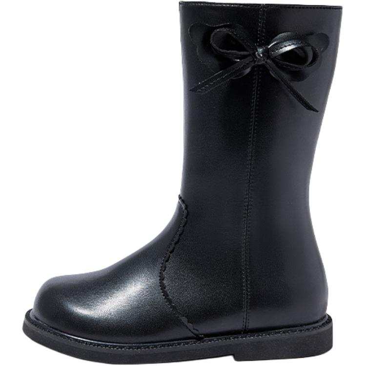 Snoffy Minimalist Style Bowknot, Thermal Fleece Lined, Slip Resistant, Abrasion Resistant Crew Kids' Boots Black Kids'