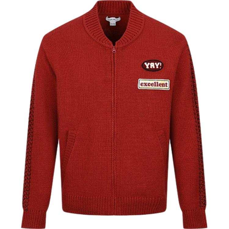 URBAN REVIVO Knitwear Men's Red V Neck Moderate Other