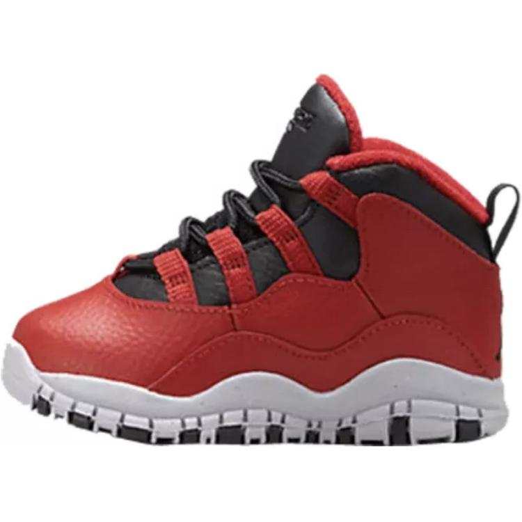 Jordan Jordan Air Jordan 10 Slip Resistant Abrasion Resistant High top Toddler Shoes Red Black Infant And Toddler