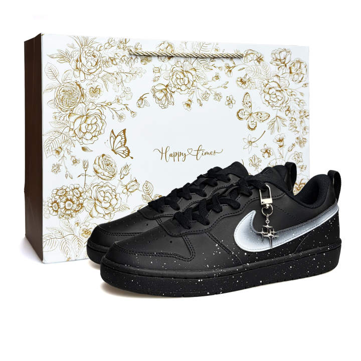 Nike Nike Court Borough Starry Night Low top Kids' Skateboarding Shoes Black White Unisex