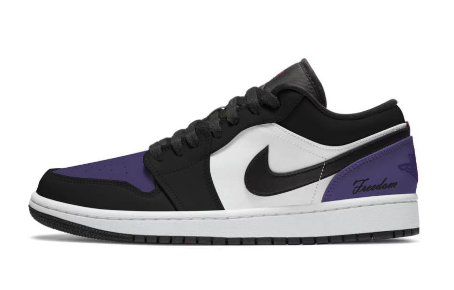Jordan Jordan Air Jordan 1 Purple Radiance Synthetic Leather Slip Resistant Abrasion Resistant Low top